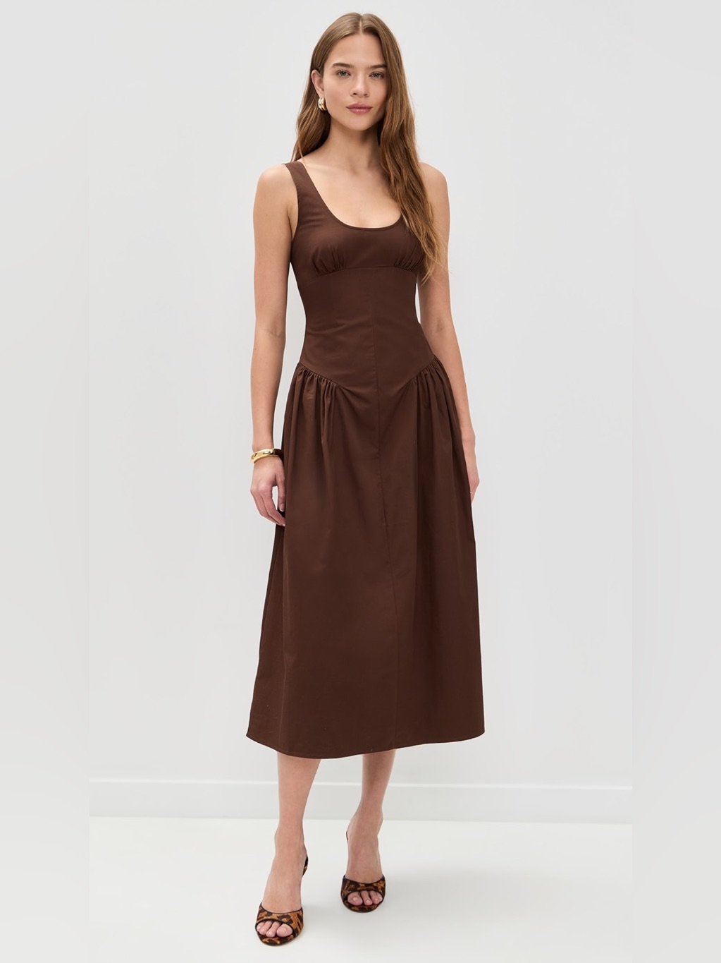 Lioness Brown Sleeveless Midi Dress